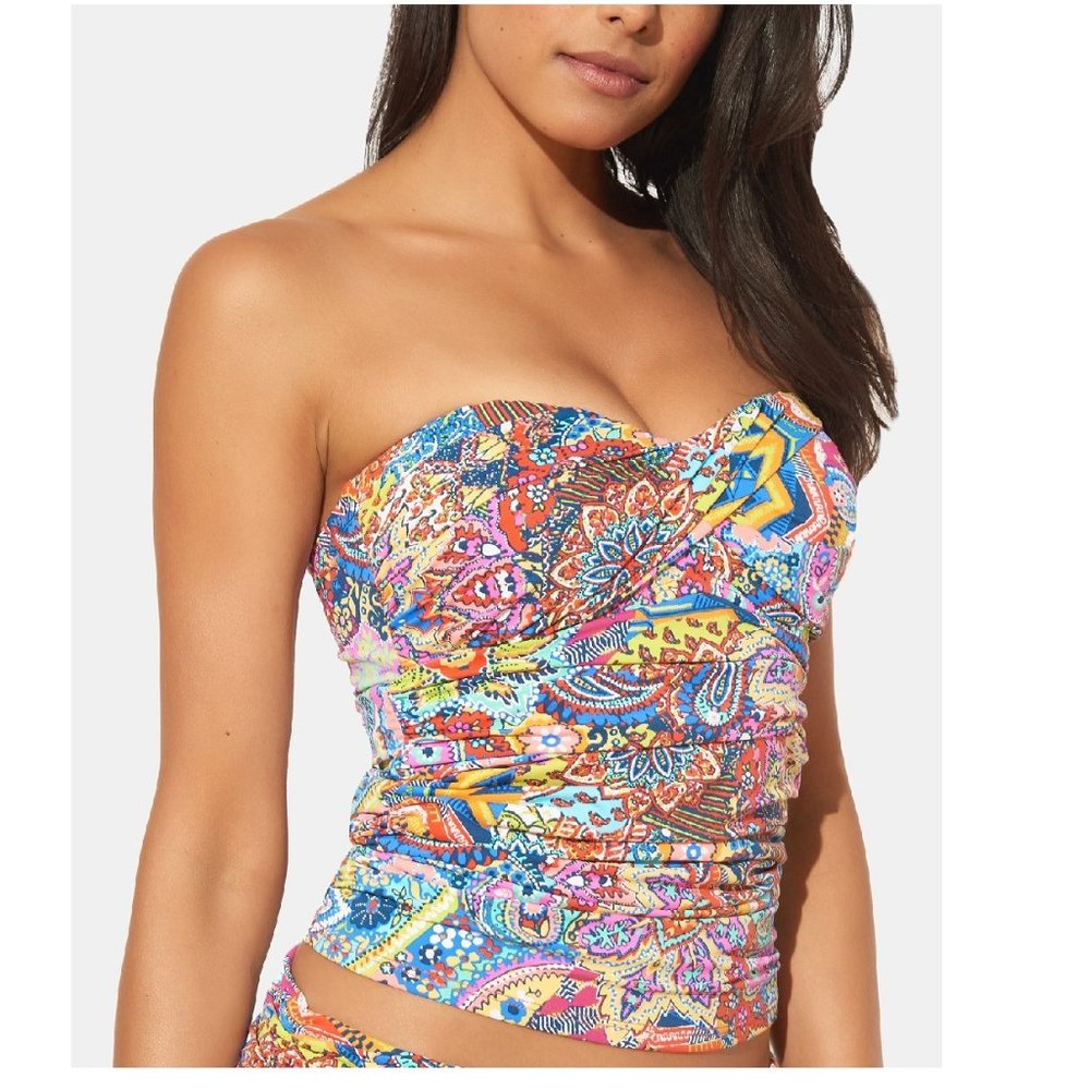 🎁Bleu Rod Beattie Printed Twist Front Swim Top